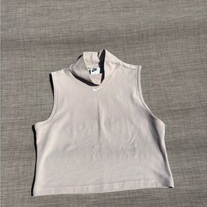 Nike Women's Sleeveless Mock Turtleneck Cream Tank Top-Size Small